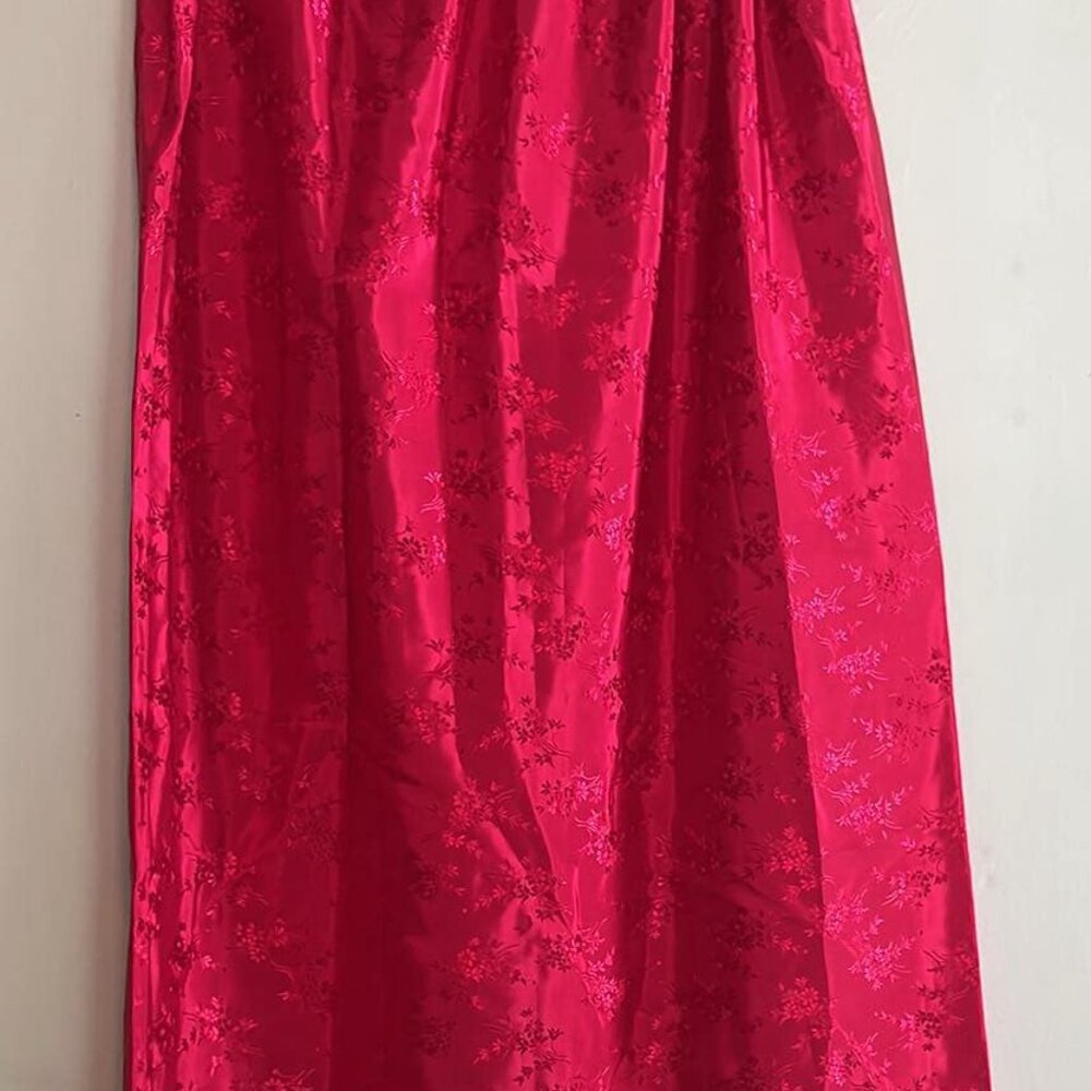Vintage Handmade Satin Skirt 30" Waist Bow & Slit Back  Formal Wedding Party‎